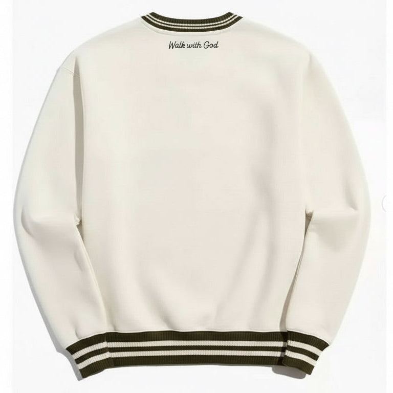 The "Walk with God" Striped Crew-Neck