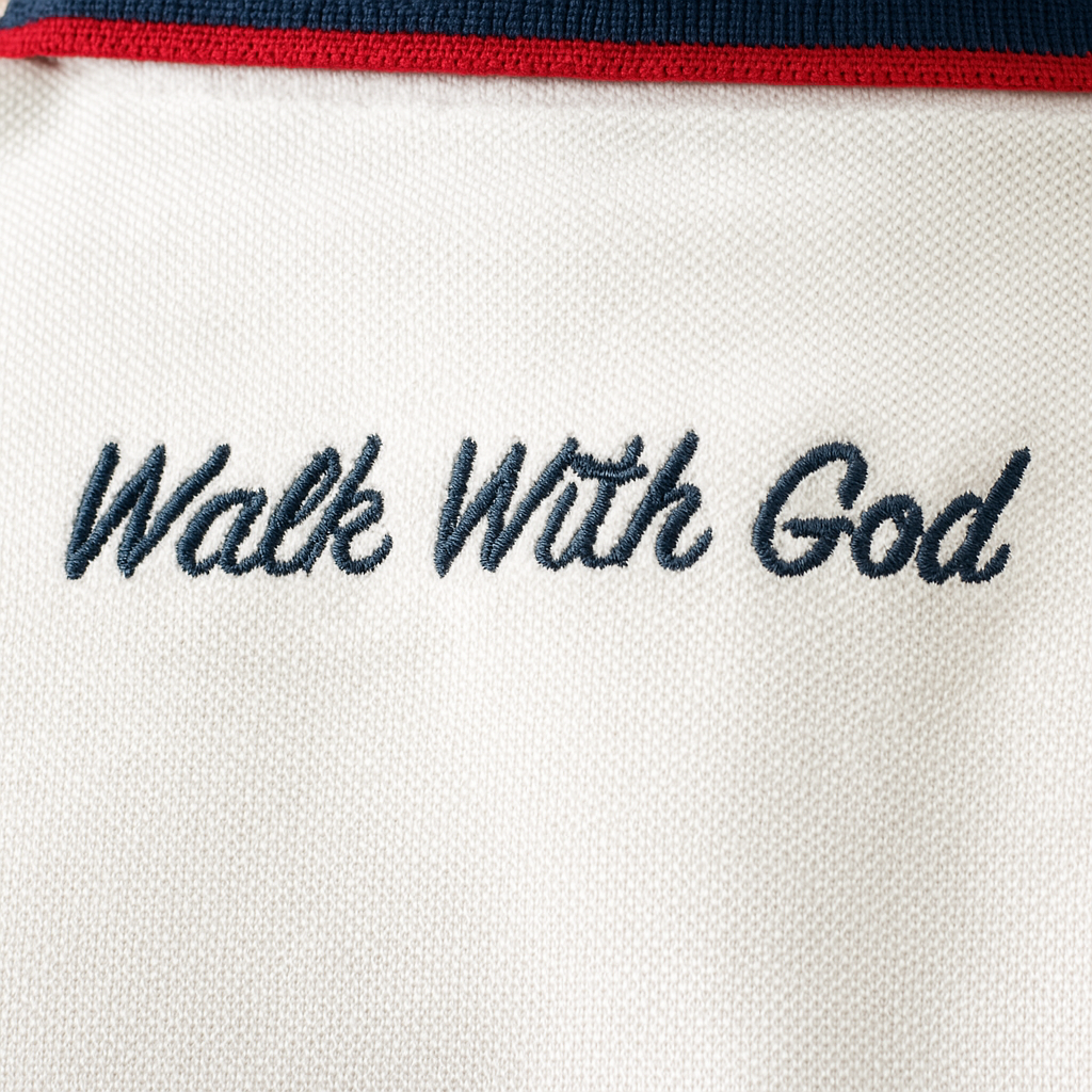 The "Walk with God" Retro Polo White