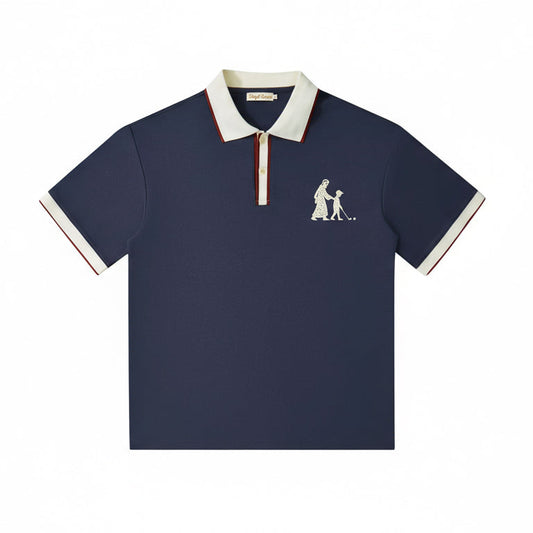 The "Walk with God" Retro Polo Navy Blue