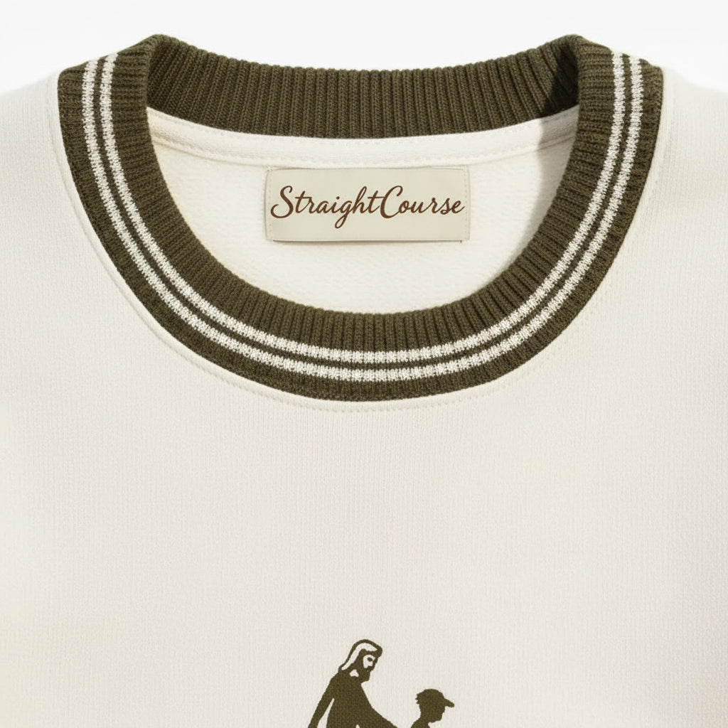 The "Walk with God" Striped Crew-Neck