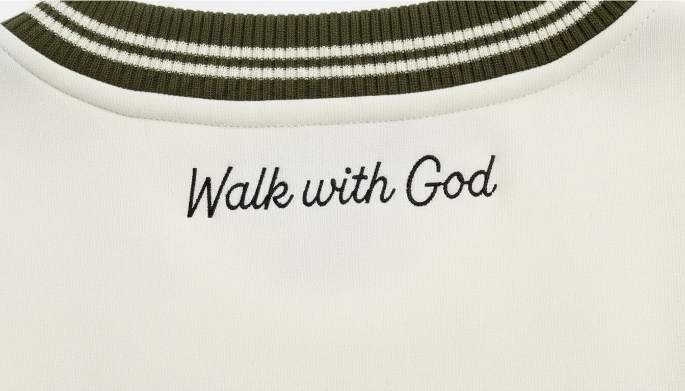 The "Walk with God" Striped Crew-Neck