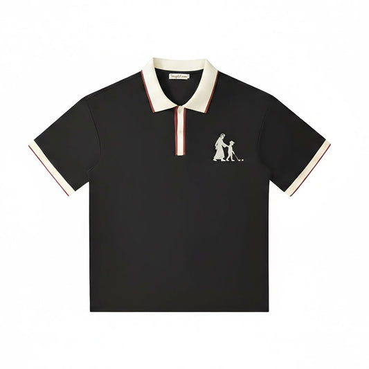 The "Walk with God" Retro Polo Black